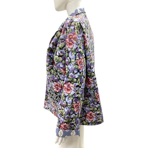 NWOT Artisan Jacket Women’s Size XL Reversible Flower Pattern Leaves Pattern - Picture 3 of 9